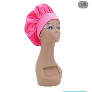 2 Piece Hot Pink Silk Bonnet Set